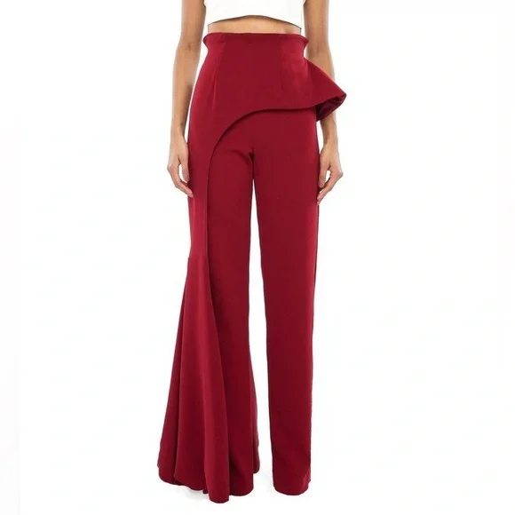 Andrea Iyamah Red Straight Leg Pants - Picture 1 of 10